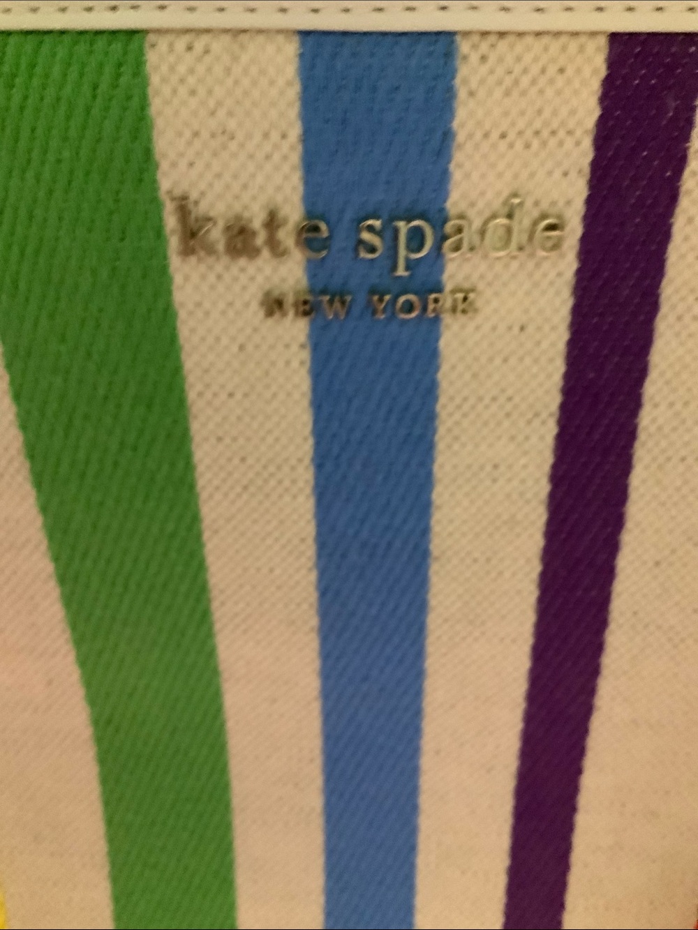kate spade Multicolor Stripe White Tote with Heart Charm - Picture 2 of 11